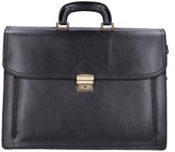 Max Moda Akta 3 rekeszes fekete lapos zseb BŐR