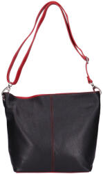 Rea Moda Olasz bőr 0003 fekete piros női válltáska