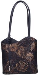 Rea Moda Olasz bőr 238 kék arany virágos válltáska és hátizsák