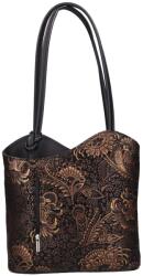 Rea Moda Olasz bőr 238 fekete arany virágos válltáska és hátizsák