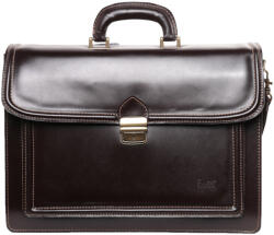 Max Moda Aktatáska 1737 Bőr 3 rekeszes sötét Barna nagy zseb