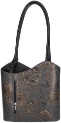 Rea Moda Olasz bőr 238 szürke arany virágos táska