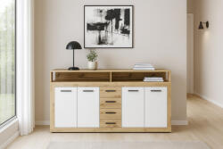  XXL/LUNA Komód Artisan Tölgy/Fehér Színben (wipPULUKO44DABB0C3030)