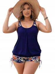 Shein Kétrészes Szett, sötétkék, Size 50, virágmintás rövidnadrág (sz25050463361165041)