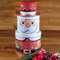 Mikulás formájú fém díszdoboz - 3 részes
