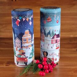  Karácsonyi fém díszdoboz - 4 részes - Sötétkék