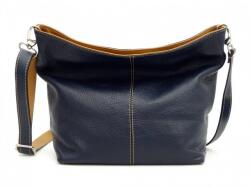 Genuine Női válltáska: sötétkék-konyakbarna bőr, 2 rekeszes (1163839)