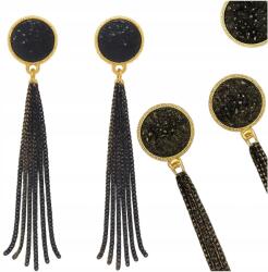 Modeus Fekete Fülbevaló Hosszú Cérna Lógó Arany (GA-3B)