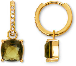 Tchibo - Fülbevaló zöldesbarna üvegkristály kővel - zöld