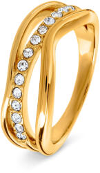 Tchibo - Hullámos gyűrű üvegkristály kövekkel - nő - méret 18