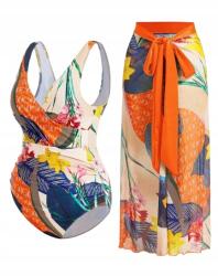 Shein Virágos Egyrészes Plus Size Fürdőruha Pareo 52 1EF