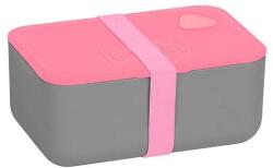 PASO uzsonnás doboz gumipánttal szürke-pink (BUPG-3033)