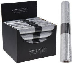  Glitteres organza dekor szövet, fehér ezüsttel, 28x250cm