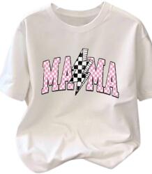 Shein Fehér Női Póló, nyomott mintás, Size 46, 5% elasztán