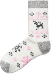 Vlnka Zokni merinói gyapjúval, szarvasos mintával, rózsaszín zokniméret 43-46