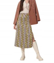 sinsay Többszínű Midaxi Mintás Szatén Szoknya Magas Derékkal M