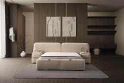 INFINIZA Visco Ágykeret 180x200 cm Bézs Kárpittal - Visco Ágyneműtartós Ágykeret