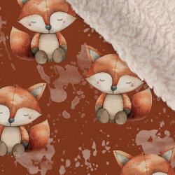 Takoy Téli softshell báránybundával varrott hatású róka fahéj színű alapon - az anyag hosszában nyomtatott minta