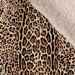 Takoy Téli softshell ekrü báránybundával leopárd - az anyag hosszában nyomtatott minta