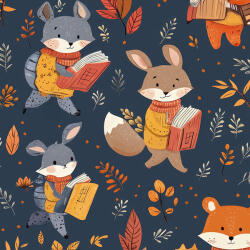 Takoy Téli softshell báránybundával erdei könyvtár - az anyag hosszában nyomtatott minta