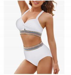  Jasambac Női Magas Derekú Bikiniruha, fehér, rózsaszín (6910440269865)