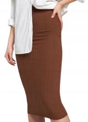 sinsay Barna Bordázott MIDI Szoknya Magas Derekú Gumis Derék Xs