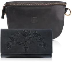 Paolo Peruzzi Női bőr deréktáska + pénztárca szett ZUP-56-BL | fekete