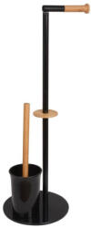 YOKA YOKA wc kefe állvány wc papír tartóval - fekete / bambusz (5904202142948)