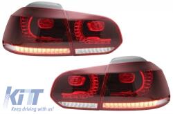 KITT Króm Fényszórók és Cherry Red (cseresznyevörös) hátsó lámpák teljes LED VW Golf 6 VI (2008-2013) R20 U Design, dinamikus irányjelyzővel (Balkormányos) Kompatibilis: Volkswagen Golf VI 6 Hatchbac (COHL