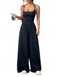 Shein Fekete Vállpántos Overál Széles Szárrésszel 36 1JE