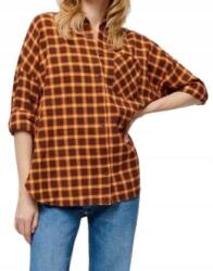 sinsay Barna Kockás Hosszú Ujjú Oversized Pamut Laza Ing M