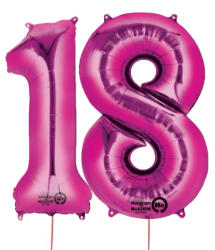 Balloons4party Pachet majorat cifra 1 si 8 18 ani cu heliu 87cm