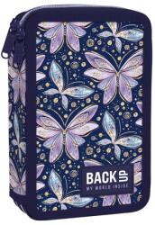 DERFORM Penar cu două compartimente, echipat cu rechizite, BackUp, model aquarell Fluturi Penar