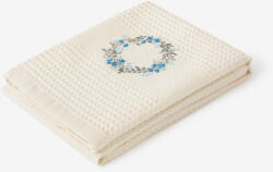 Goldea hímzett waffle konyharuha - nefelejcsek tejszínes alapon 50 x 70 cm