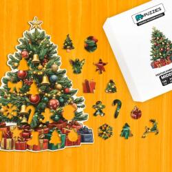 Díszes karácsonyfa fa puzzle L Papír doboz