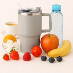 Gordon Termo bögre, szívószállal, 1200ml, világos szürke