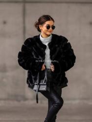  Domború foltvarrással díszített mesterséges Szőrme fekete Lakey méret S/m