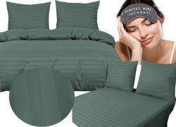  Hotel damaszt ágynemű csíkos 140x200 szürke sötétszürke acélszürke menta - allegro - 8 085 Ft