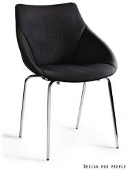 Unique Design Scaun dining tapitat Lumi cadru otel cromat, culoare neagra (SD-Luni-Negru)