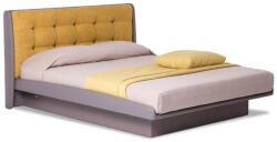 Ergodesign Pat matrimonial tapitat Raffaello 140 x 200 gri combinat cu galben mustar (Pat-Raffaello-140)
