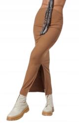 sinsay Barna Bordázott Kötött Midaxi Szoknya Viszkóz Egyenes Sima Xxs