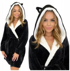  Női köntös, meleg, puha, vastag, kapucnis, aranyos, fekete, Size XXL (Margo Szlafrok Bruna Czarny XXL)