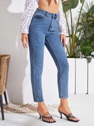 Shein Kék Farmer Nadrág Illeszkedő Zsebek Magas Állapot Shein 32