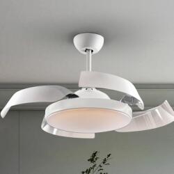 Schuller Valencia Lustra LED cu Ventilator si telecomanda, lame retractabile Enzo alb (SV-196529D)
