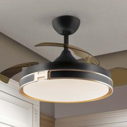 Schuller Valencia Lustra LED cu Ventilator si telecomanda, lame retractabile HERON negru/auriu (SV-175197D)
