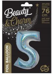 GoDan B&c Fólia lufi, 5-ös szám, holografikus ezüst, 76 cm