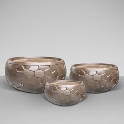 Schuller Set de 3 ghivece pentru flori Canela bronz (SV-602389)