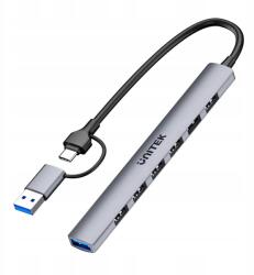 Unitek uHUB S7 Hub 7in1 Usb A Usb C 5Gbps kompakt szürke (H1209A)