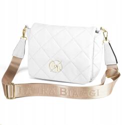 Laura Biaggi Fehér női kézitáska Laura Biaggi postás táska divatos vállra akasztható steppelt logóval