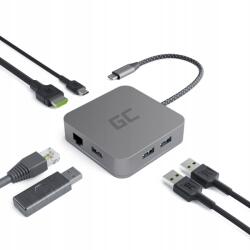 Green Cell Usb-c Hub Átalakító Usb 6IN1 3x Usb 3.0 Usb C Ethernet Hdmi 4K Macbook Pro-hoz (AK61)